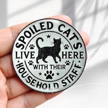 Imagem de Ímã de geladeira vintage gatos com design de bastão - adesivo redondo de geladeira de resina acrílica de 5,8 cm, presente de decoração retrô, tamanho perfeito para geladeira, armário ou qualquer