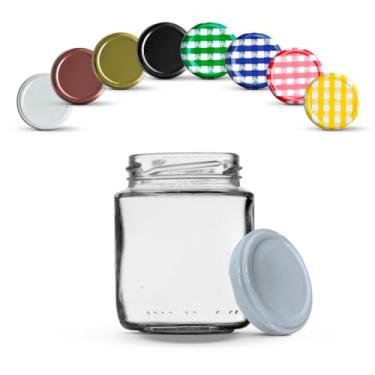 Imagem de Pote Vidro Pequeno, 12 Potes de Vidro 240ml com Tampas Metálicas E Lacres(Branco)