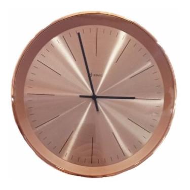 Imagem de Relógio Parede Slim Extra Fino Rosê Herweg Fundo Aluminio