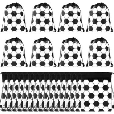 Imagem de Chewtoyo 24 peças pequenas bolsas esportivas com cordão, para bolsas temáticas de futebol esportivo, suprimentos de festa, presentes de brindes, sacos com cordão