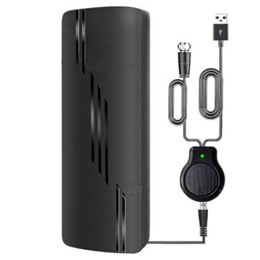 Imagem de Antena de TV amplificada, configuração simples com fita adesiva e parafusos, plástico preto leve, aumenta o sinal para uma imagem de TV mais nítida, compatível com todos os modelos de TV