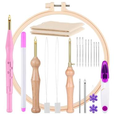 Imagem de Kit de bordado MSDADA 21PC Punch Needle, alças de madeira