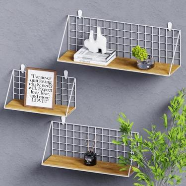 Imagem de Prateleira de metal combinada para armazenamento na parede, ganchos, organizador de parede, bandeja de armazenamento, acessórios para sala de artesanato, casa, escritório, banheiro, cozinha (branco