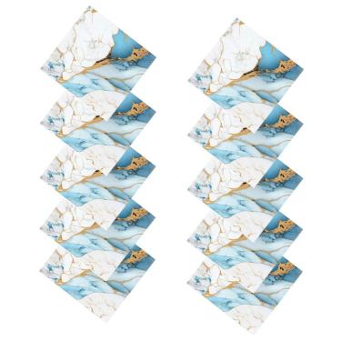 Imagem de Placa Adesiva Marmore 3D Kit 10 uni Papel de Parede Autocolante Reforma Obra Casa Banheiro Cozinha Moderno Decoraçao