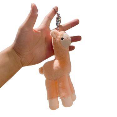 Imagem de Chaveiro de lhama de pelúcia, lindo chaveiro de boneca de alpaca rosa macio