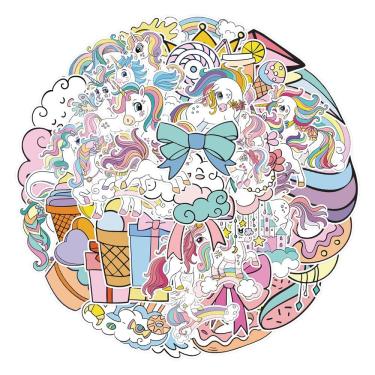 Imagem de Conjunto de adesivos Unicorn Aesthetic Laptop Water Bottle Skate