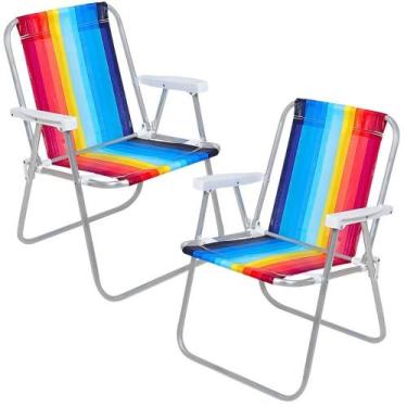 Imagem de Cadeira de Praia Alta Colorida em Alumínio com 2 Unidades BEL - BELFIX