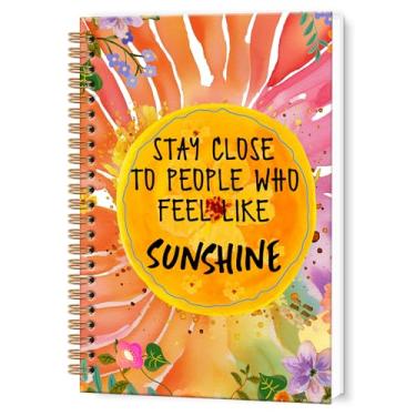 Imagem de TWRVI Caderno espiral floral floral em aquarela, caderno motivacional Sunshine College pautado para material de escritório escolar, cadernos de diário inspiradores 14 x 21 cm, 164 páginas