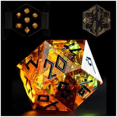 Imagem de Sharp Edge DND Dice with Glowing LED Display Box - Premium Polyhedral Resin Dice for Dungeons and Dragons | Includes Bonus Stickers | Dungeons and Dragons (TTRPG) Dice Set