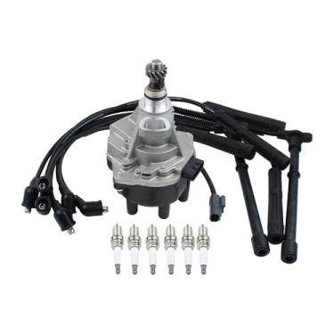 Imagem de DriveFix Distribuidor de ignição com vela de ignição e conjunto de chicotes de fiação de vela de ignição para Nissan Pathfinder Frontier Quest Xterra para Infiniti QX4 para motor Mercury Villager V6