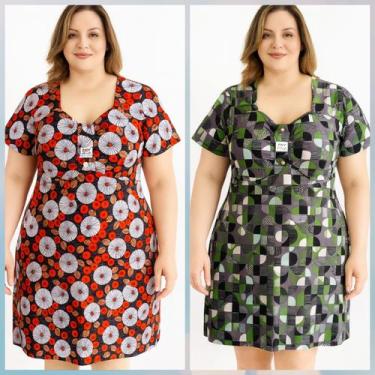 Imagem de KIT 02 VESTIDOS malha fria GG rodado solto midi manga fresco liganet p