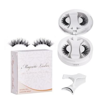 Imagem de Cílios Falsos com Absorção Magnética em Caixa Integrada - Sem Cola Uso Rápido Fácil para Iniciantes Anti-Alérgico Fixação Segura Maquiagem de Olhos Longa Duração Armazenamento Portátil Aumento Natural