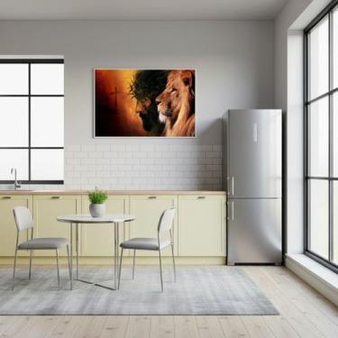 Imagem de Quadro Decorativo Jesus Cristo e o Leão de Judá - 50x70cm Cor:Moldura 