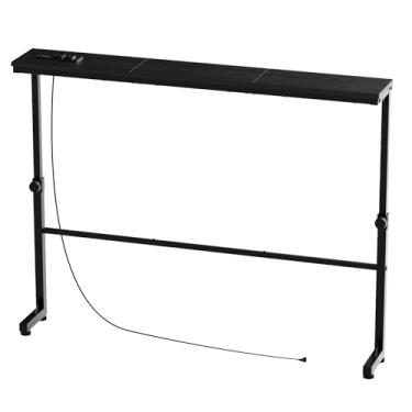 Imagem de Aduanbang Mesa de console estreita com tomadas (marrom rústico, 15 cm P x 200 cm L x 72 cm A)