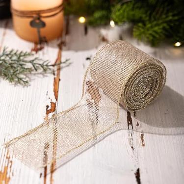 Imagem de 1 rolo de fita de malha de Natal 6 cm de largura DIY fita decorativa laço 5 m de comprimento para caixa de presente decoração festiva