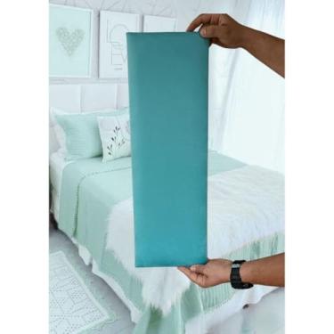 Imagem de Kit 20 Placas Cabeceira Estofada 60x20cm Design Sofisticado (VERDE AGUA)