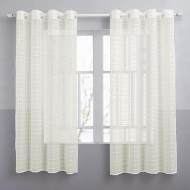 Imagem de Cortina Transparente Voil Xadrez Pérola 2,80X1,20 Cozinha - Lm Detona