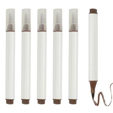 Imagem de PATIKIL Caneta de aquarela de arte, 6 peças, caneta de aquarela triangular de ponta macia para escritório, artesanato, álbuns, escrita, diário, desenho, caligrafia, marrom escuro