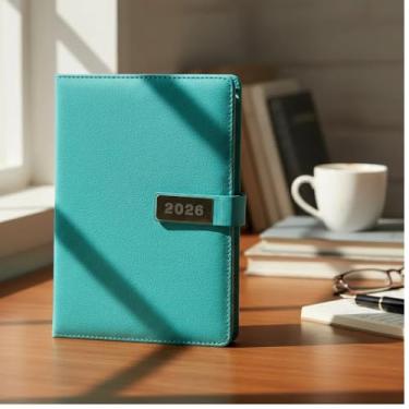 Imagem de Agenda 2026 Executiva Couro Fecho Com Ímã Semanal Diario Planer Capa Planner 168 Páginas Capa Dura Diario Caderno Anotações Planejamento A5 (azul turquesa)