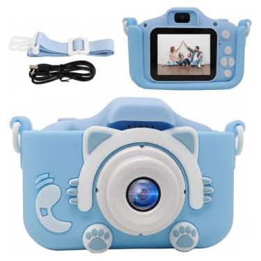 Imagem de Câmera Fotográfica Digital Infantil Portátil Recarregável Com Tela LCD Jogos e Vídeo HD Presente Criativo para Crianças Antichoque Fácil de Usar (Azul) (Azul)
