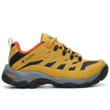 Imagem de TRYLHA Tênis Masculino Crestwood para Hiking, Couro Impermeável, Palmilha em Gel waterproof (AMARELO, BR, Adulto, Numérico, 41)