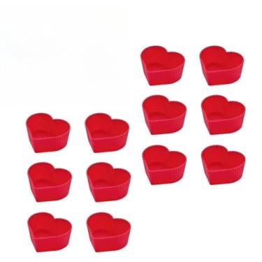 Imagem de Kit 12 Mini Formas Coração 5X3X2cm Silicone Mini Bolo Cupcake Pudim Gelatina Multicolorido Utensilio(1 EMBALAGEM (12 UNI|))