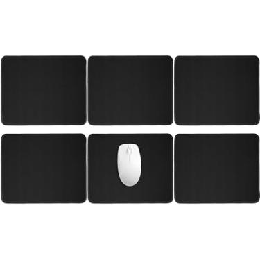 Imagem de Xuhal 6 peças de mouse pad a granel 3 mm com base de borracha antiderrapante costurada à prova d'água mouse pad a granel computador gamer confortável para mesa, laptop, escritório, casa, 26 x 20,8 cm