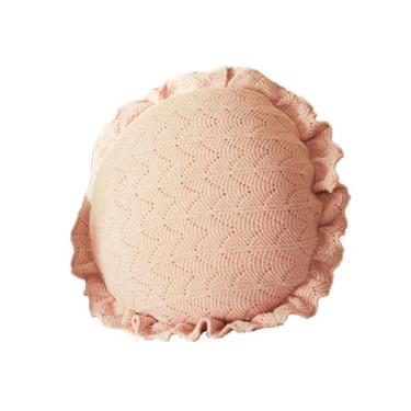 Imagem de WeiLaiKeQi Almofada redonda para piso, acessório de decoração boho, almofada tatami para ambientes internos, sala de estar, dormitório, Rosa