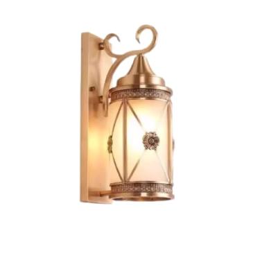 Imagem de Luminária de parede externa, toda em cobre à prova d'água, estilo americano, para entrada, corredor de pátio de casa, jardim externo (Tipo J fosco)