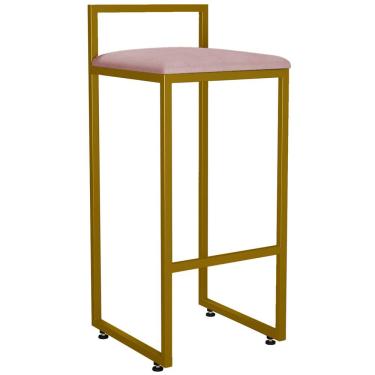 Imagem de Banqueta Alta Para Cozinha Sala De Jantar Hanna L02 Dourado Suede Rosê - Lyam Decor