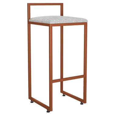 Imagem de Banqueta Alta Para Cozinha Sala de Jantar Hanna L02 Bronze Linho Cinza - Lyam Decor