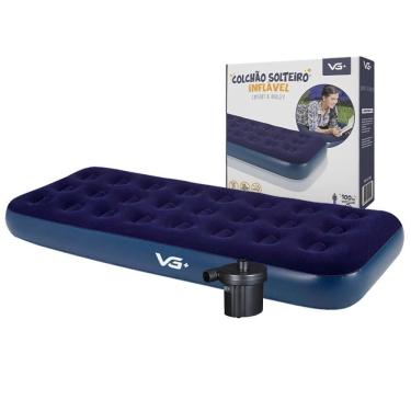 Imagem de Colchão Solteiro Inflável + Bomba De Ar Elétrica 110v Vg Plus