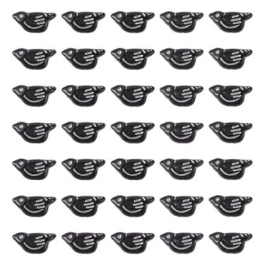 Imagem de Pequenas contas de pássaro acrílicas 50 peças de metal preto enlacado animal plástico espaçador contas soltas para pulseira DIY colar joias chaveiro artesanato fazer, 20 x 10 x 6 mm, orifício: 1,6 mm