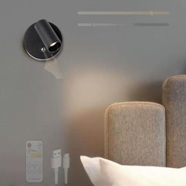 Imagem de GZZBMY Lâmpadas de parede LED recarregáveis com interruptor de toque Controle remoto Lâmpada de parede regulável em foco de rotação 320° Iluminação de parede magnética para arte Armário sala de estar