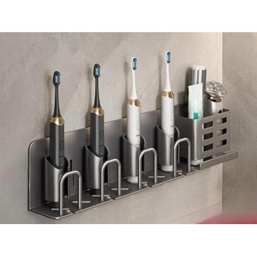 Imagem de Suporte Para Escovas De Dentes – Design Para Montagem Na Parede Sem Necessidade De PerfuraçãO, Adequado Para Casas De Banho(Porta-escova de dentes4pessoas)