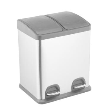 Imagem de Lixeira Inox com Pedal 15L 2 Compartimentos Seletivo e Orgânico - Mood