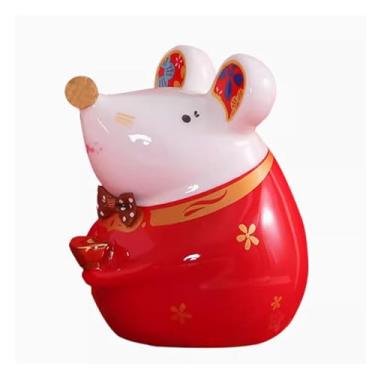 Imagem de Cofrinho de cerâmica vermelha para ratos, pote criativo para adultos, presente de aniversário exclusivo com design vibrante