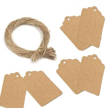 Imagem de 10 etiquetas de presente de papel kraft em branco com cordão de juta, etiquetas penduradas feitas à mão para casamento, decoração de festa, caixa de doces, embalagem de presente, cartão de mensagem (6