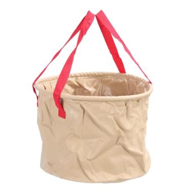 Imagem de RiToEasysports Balde Dobrável, Balde de água Dobrável Portátil Leve de 20l para Acampamento, Barco, Viagem, Pesca (Bege)