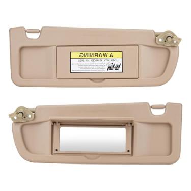 Imagem de Par de viseira de sol camelo esquerda e direita para Honda Civic EX LX Sedan SI Coupe 06-11. Substitua para 83280-SNA-A01ZC 83230-SNA-A01ZC, com espelho de maquiagem (sem luz e parafusos)