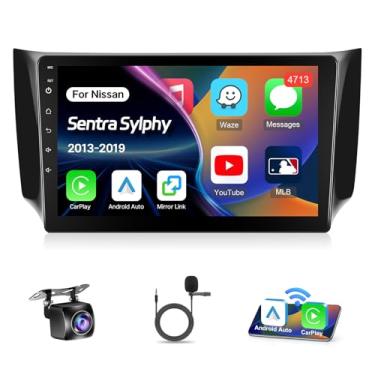 Imagem de Leadfan Rádio para Nissan Sentra 2013-2019 estéreo automotivo com tela sensível ao toque Android 10,1 polegadas, unidade de navegação GPS, rádio principal, Bluetooth, FM, WiFi, SWC, câmera de reserva