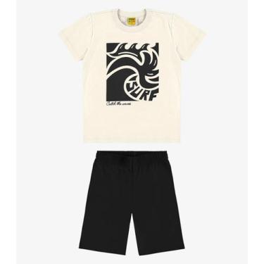 Imagem de Conjunto Camiseta com Bermuda Meia Malha RoviKids Bege - Rovitex Kids,