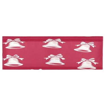 Imagem de CEBUGI Cortina blackout para janela – Cortinas de proteção de privacidade para cozinha/banheiro/sala de estar/lavanderia (137 x 45 cm, 1 painel, sinos brancos de Natal)