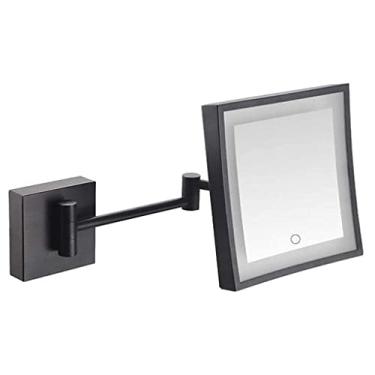 Imagem de Espelho de maquiagem Espelho de penteadeira, espelho de maquiagem de LED de toque quadrado com luz dobrável espelho de extensão de banheiro com ampliação de parede espelho de beleza espelho cosmético