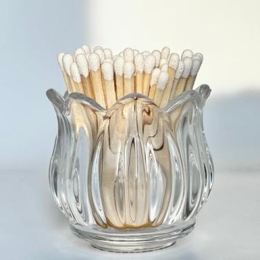 Imagem de 3 suportes de fósforos de vidro com 3,5 polegadas, caixa de fósforo, pote de fósforo para vela perfumada na mesa de jantar, lareira e banheiro, não inclui fósforos