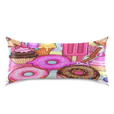 Imagem de xigua Linda fronha de cetim de sorvete para cabelo e pele lavável na máquina almofada de cetim antiderrapante refrescante capa de cama king com fecho de envelope, 50,8 cm x 101,6 cm