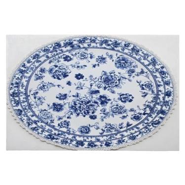 Imagem de Wassud Tapete de porta floral de porcelana azul e branco 61 x 89 cm, tapete de área lavável antiderrapante com suporte de borracha, tapete macio e fofo para sala de estar, quarto, entrada, entrada