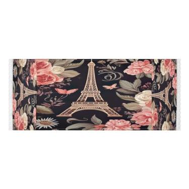 Imagem de Wassud Capas românticas para lavadora e secadora Eiffel, protetor de lavadora com sacos de armazenamento, capa de geladeira à prova de poeira com bolsos para lavanderia doméstica, cozinha, 120 x 55 cm