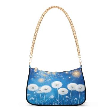 Imagem de CEBUGI Bolsas transversais femininas bolsa de ombro branco dente-de-leão bolsa clutch elegante com alça de corrente