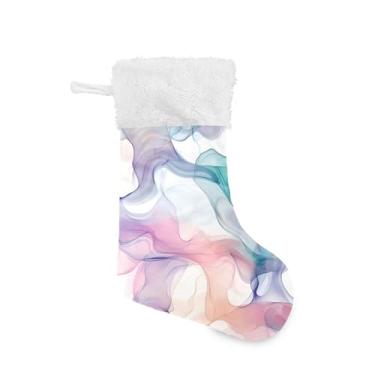 Imagem de Wassud Meia de Natal fofa com punho branco redemoinhos delicados arte 45,7 cm grande para decoração de lareira de lareira pacote com 2